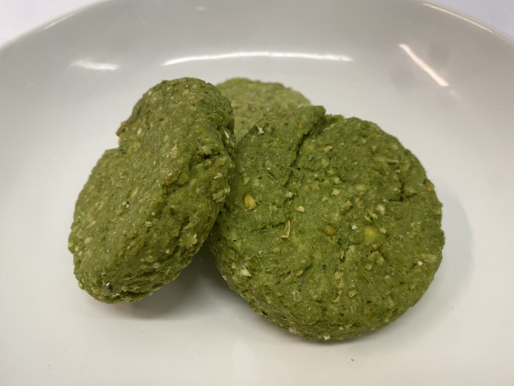 Mini Burgher di piselli, alga spirulina e miglio